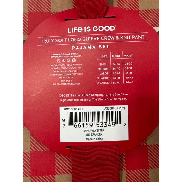 Life Is Good NWT Pajama Set Sz M Blue Grey Long Sleeve Henley And Knit Pants - Picture 5 of 9